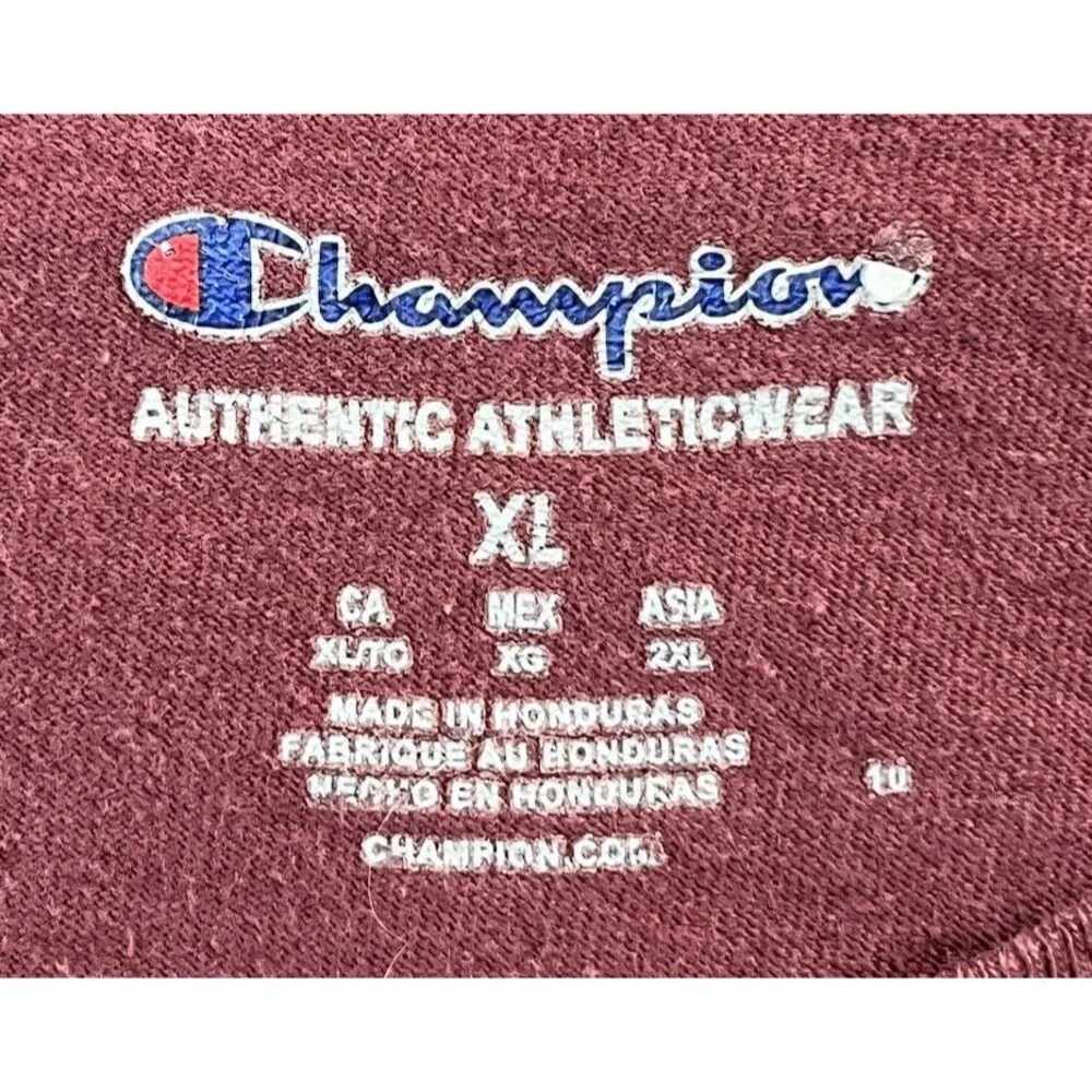 Champion Authentic Athleticwear Maroon Cotton Short Sleeve Tee Mens Sz XL - Picture 7 of 9